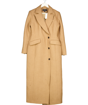 Karen Millen Beige Italian Wool Tailored Fitted Maxi Coat UK 8