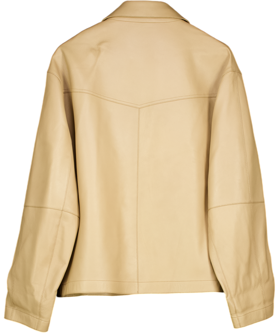 ZARA Beige Faux Leather Zip Jacket UK M