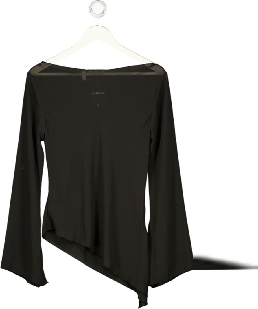 Weekday Black Long-sleeved Wide Neck Top UK S