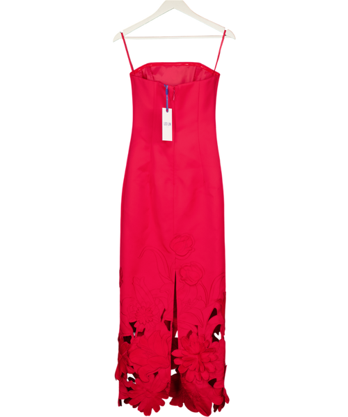 Leo Lin Red Rayna Floral-appliqué Maxi Dress UK 6