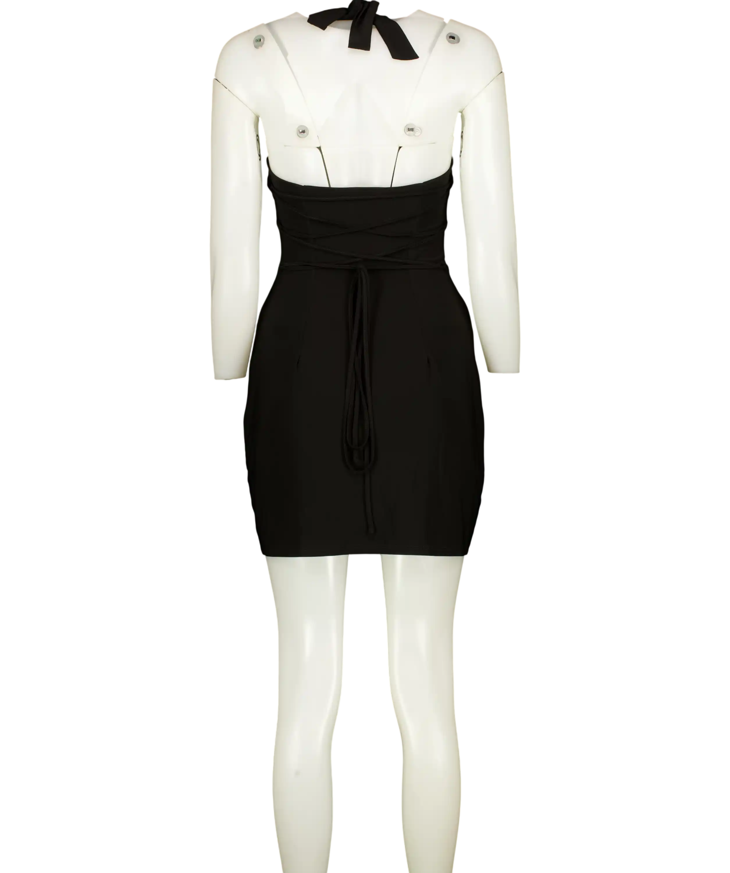 AYM STUDIO Black Hart Two-way Halter Mini Dress UK S