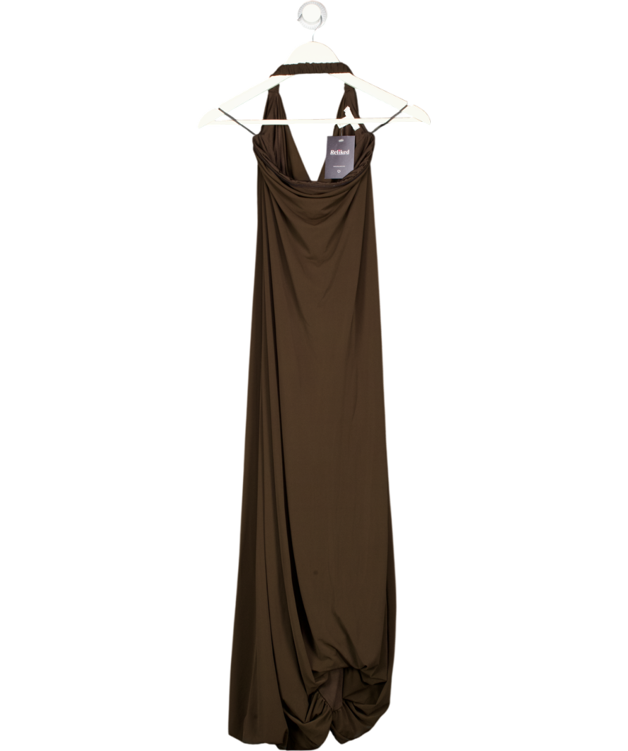H&M Brown Linen Halterneck Dress UK S