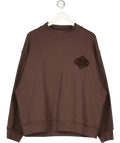 THE COUTURE CLUB Chocolate Brown Fluffly Logo Emblem Sweatshirt UK 16
