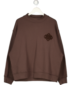 THE COUTURE CLUB Chocolate Brown Fluffly Logo Emblem Sweatshirt UK 16