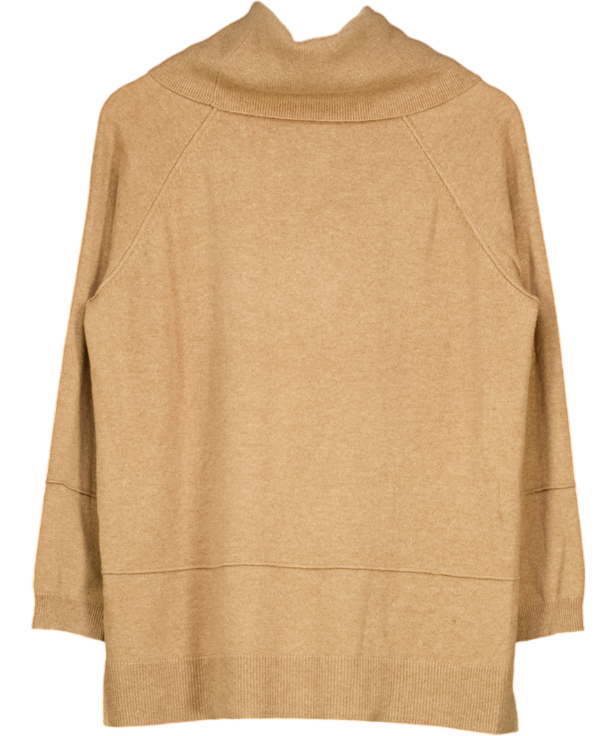 WHISTLES Camel Beige 100% Cashmere Roll Neck Jumper UK S