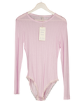 STRIPE & STARE Baby Pink  Lyocell Pointelle Long Sleeve Bodysuit UK S