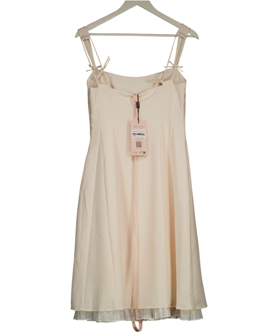 Oh Polly Pink Isadora Bow-detail Pleated A-line Midi Dress UK 10