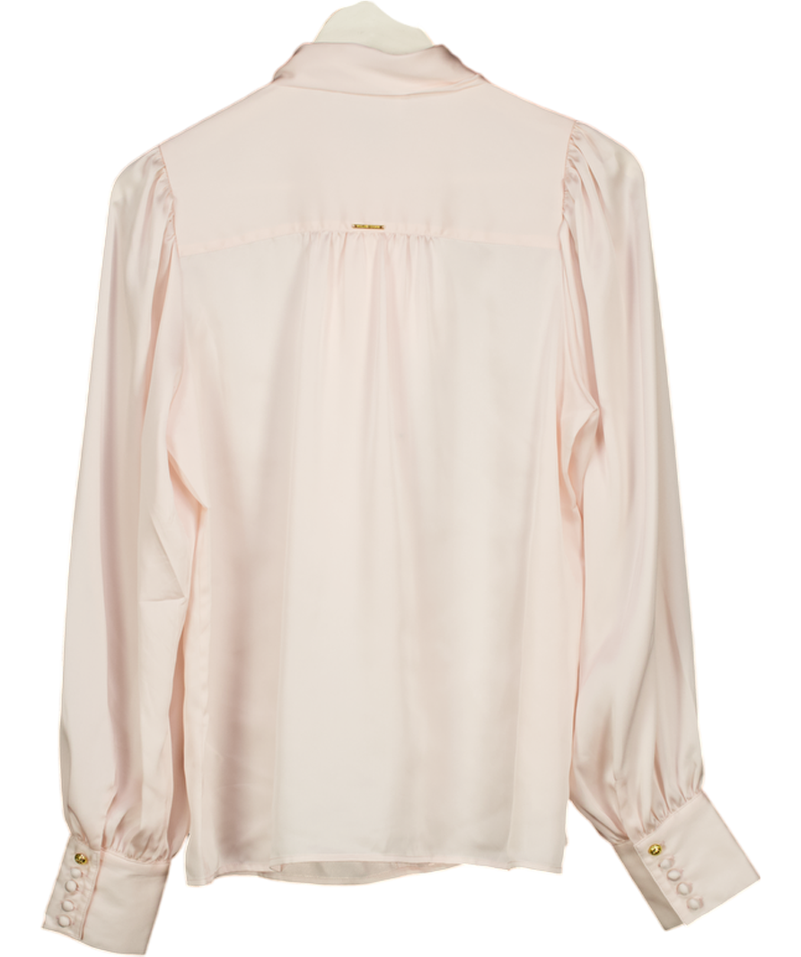 HOLLAND COOPER Ariella Satin Tie-neck  Blouse Blush Pink UK 10