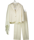 ARAKII Cream 2-piece Oversized Silk Blazer & Low Rise Silk Trousers UK M