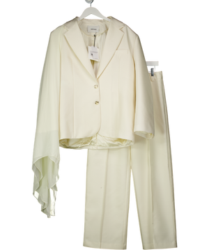 ARAKII Cream 2-piece Oversized Silk Blazer & Low Rise Silk Trousers UK M