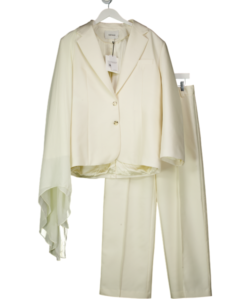 ARAKII Cream 2-piece Oversized Silk Blazer & Low Rise Silk Trousers UK M