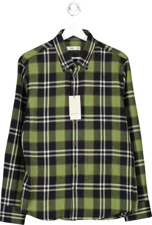 MANGO Green Regular Fit Checked Flannel Shirt UK S