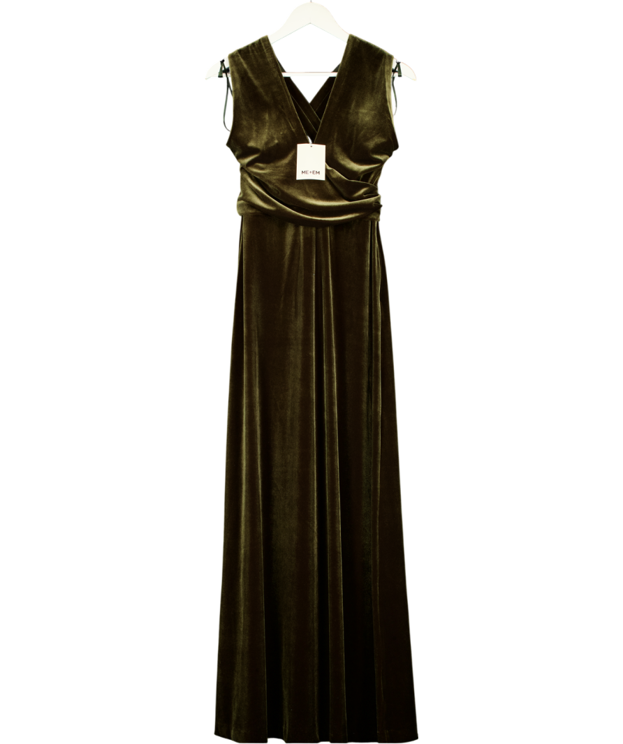 ME + EM Olive Green Full-length Dress Fluid Velour UK 8 Reliked ME + EM Olive Green Full-length Dress Fluid Velour UK 8 Reliked