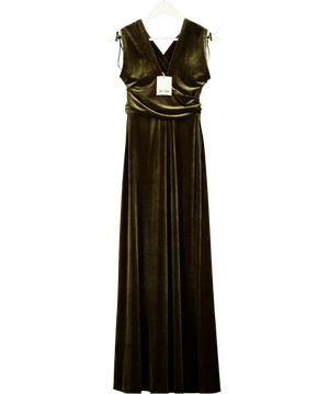 ME + EM Olive Green Full-length Dress Fluid Velour UK 8