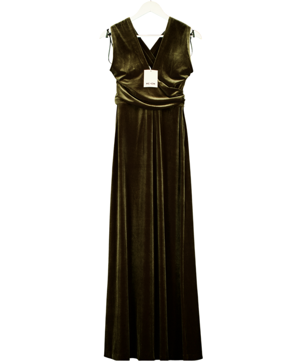 ME + EM Olive Green Full-length Dress Fluid Velour UK 8