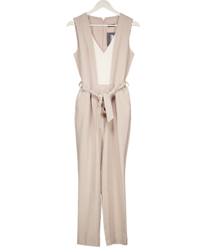 Miss Selfridge Nude V-neck Sleeveless Jumpsuit UK 10