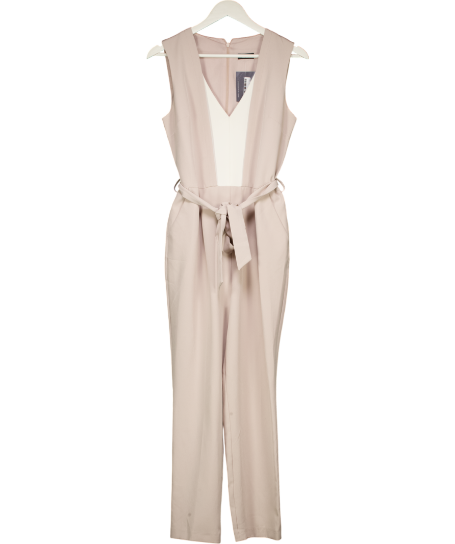 Miss Selfridge Nude V-neck Sleeveless Jumpsuit UK 10