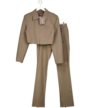 maniere de voir Brown Wide Shoulder Tailored Jacket (uk8) And Mid Rise Trousers (uk10) Set UK S