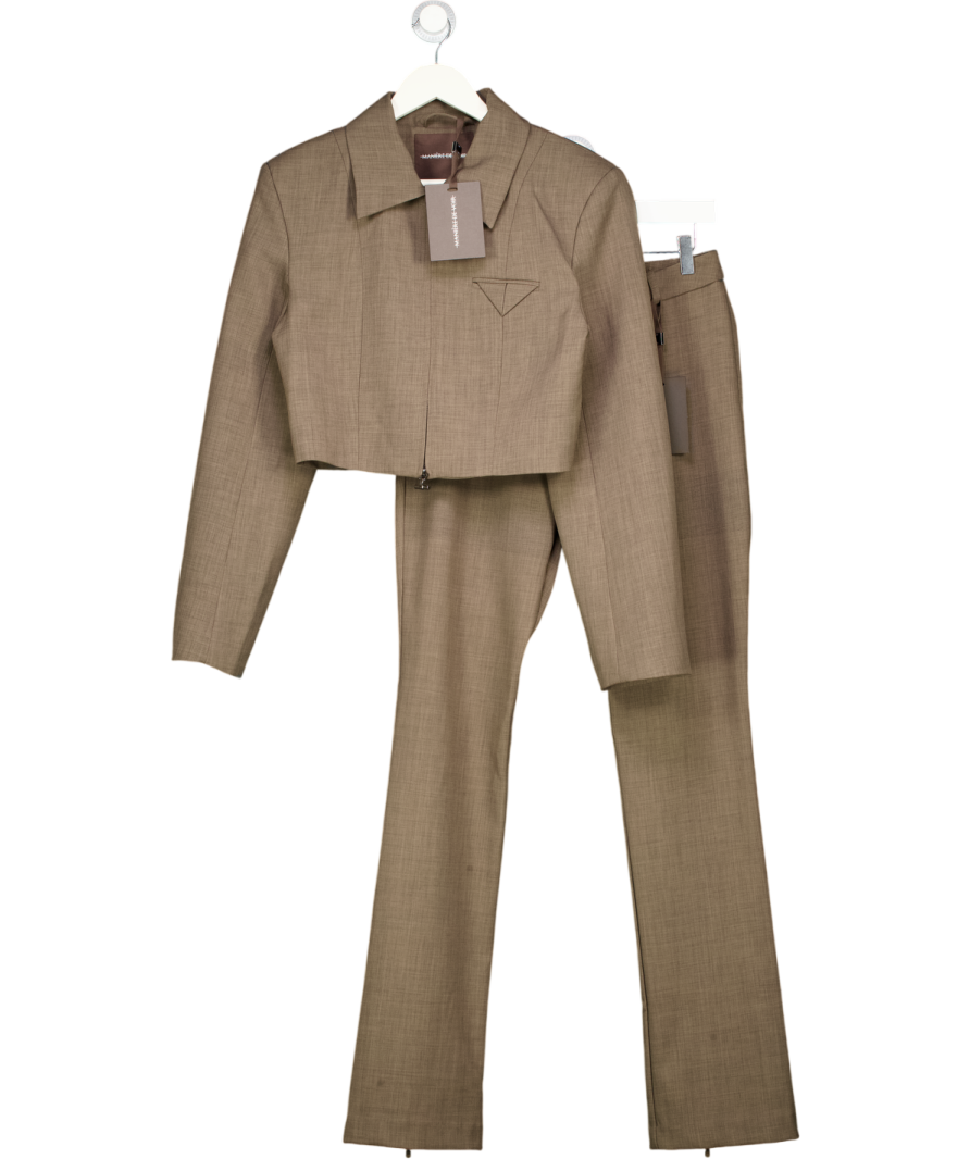 maniere de voir Brown Wide Shoulder Tailored Jacket (uk8) And Mid Rise Trousers (uk10) Set UK S