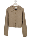 Nanushka Beige Collared Knit Button Up Cardigan UK S