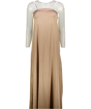 MANDIBREEZE X Lovisa Barker Lovisa Strapless Silk Dress Bronze Beige UK XS