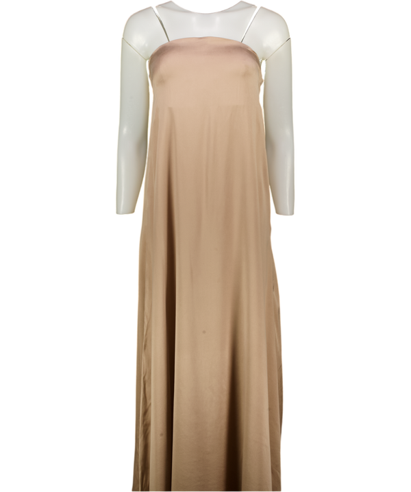 MANDIBREEZE X Lovisa Barker Lovisa Strapless Silk Dress Bronze Beige UK XS