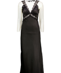 omnes Black Aurelia Lace Trim Satin Maxi Dress UK 8