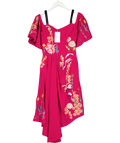 Temperley Pink Woodland Embroidered Midi Dress UK 8