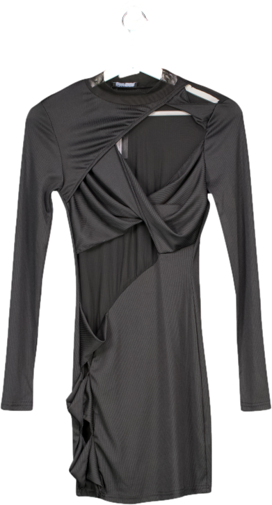 Solado Black Mesh Cross Twisted Detail Mini Dress UK S