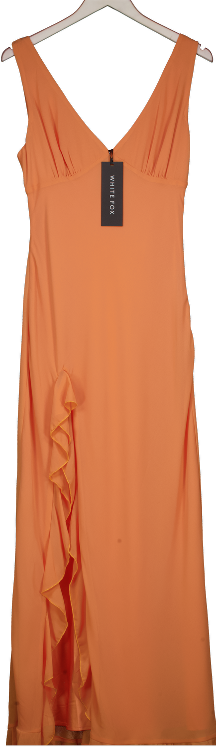 White Fox Orange Tell Me Everything Maxi Dress UK L