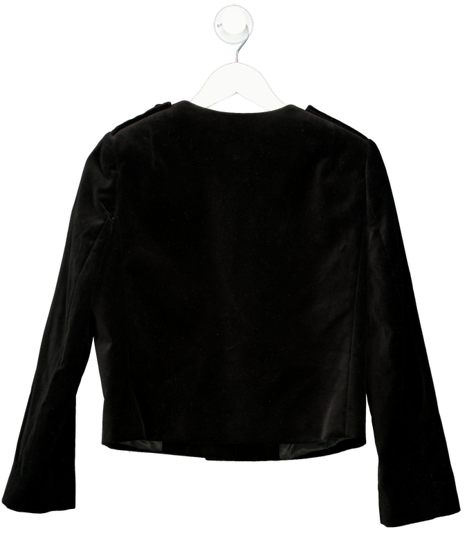 REISS Black Viola Cropped Velvet Jacket UK 6