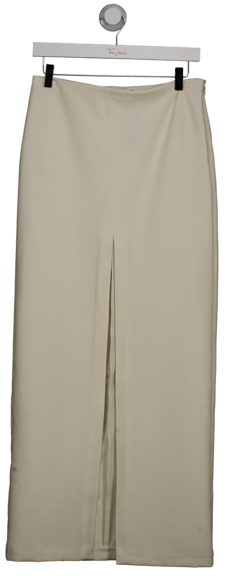 MANGO Cream Front Slit Pencil Maxi Skirt UK S