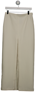 MANGO Cream Front Slit Pencil Maxi Skirt UK S