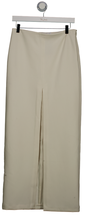 MANGO Cream Front Slit Pencil Maxi Skirt UK S