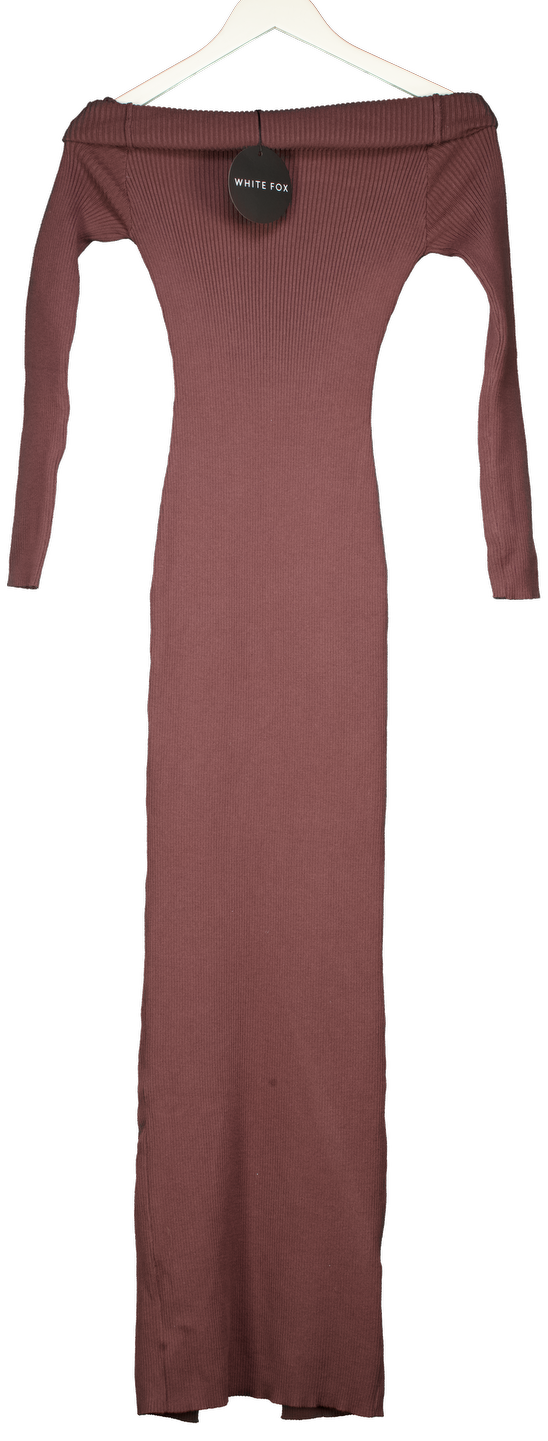 White Fox Brown Don't Call Me Anymore Long Sleeve Maxi Dress UK S