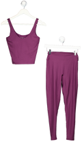 White Fox Purple Go Getter High Waisted Leggings And Tank Top Set UK S