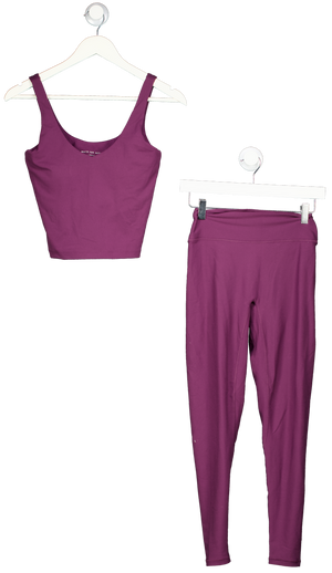 White Fox Purple Go Getter High Waisted Leggings And Tank Top Set UK S