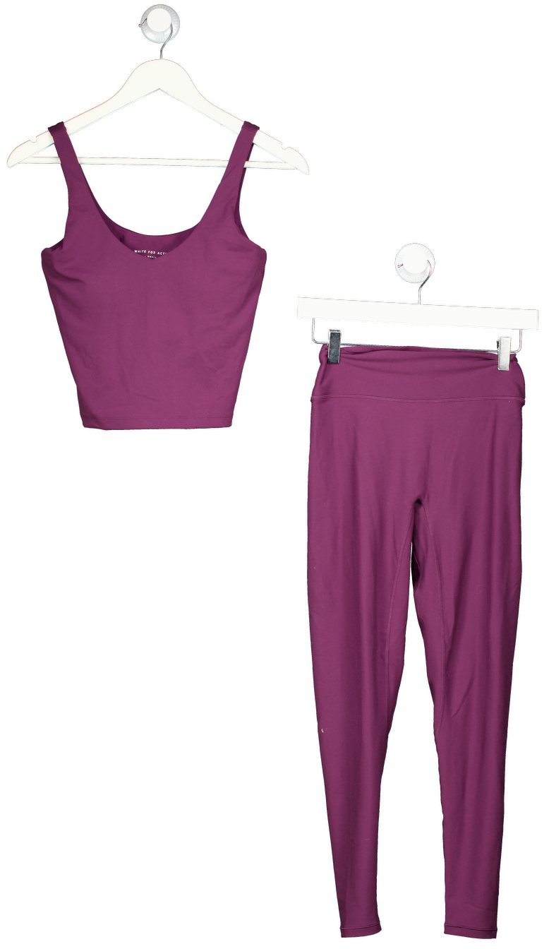 White Fox Purple Go Getter High Waisted Leggings And Tank Top Set UK S