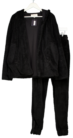 Serge DeNimes Black No Noise Teddy Joggers & Hooded Jacket Loungewear Set UK M