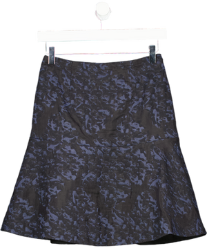 REISS Navy / Black Textured Jacquard Flippy Hem Mini Skirt UK 6