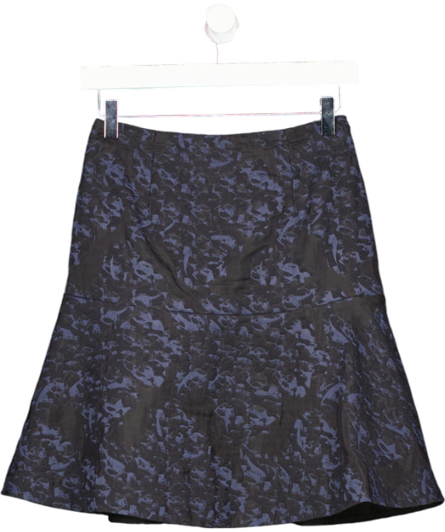 REISS Navy / Black Textured Jacquard Flippy Hem Mini Skirt UK 6