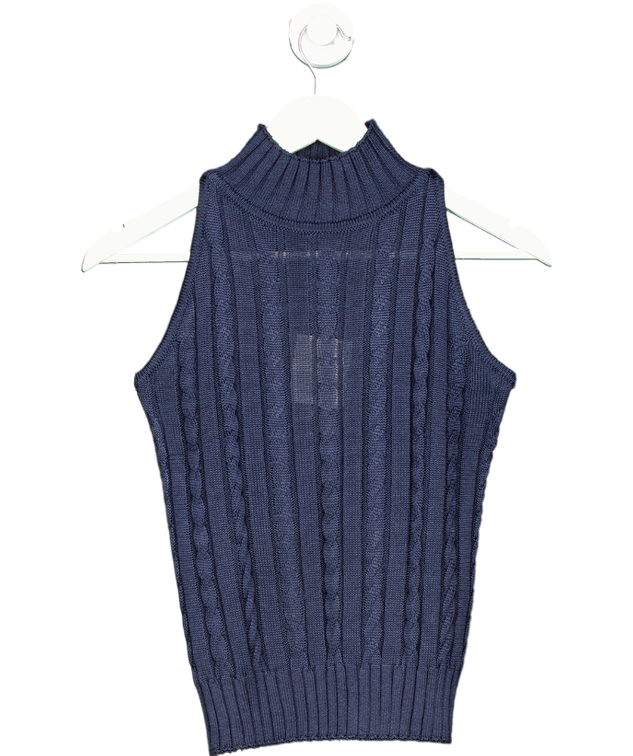 LilySilk Blue 100% Wild Silk Sleeveless Sweater UK XS