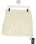 ASOS Design Cream Ruffled Semi Sheer Sequin Mesh Mini Skirt UK 12