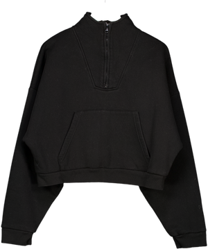 GIRL KNOWS ALL Black Zip Sweatshirt UK M