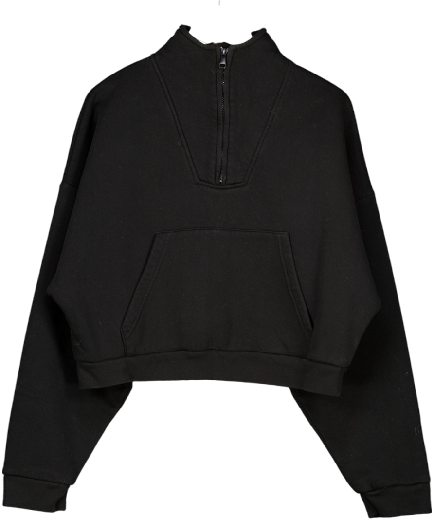 GIRL KNOWS ALL Black Zip Sweatshirt UK M