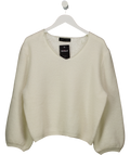 ZARA Cream Supersoft Wool Blend V-neck Jumper UK S