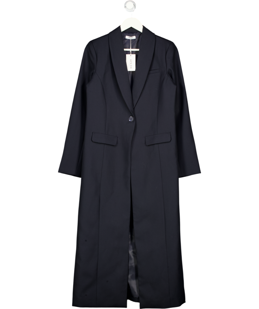 6IXTH NOVEMBER Navy Blue Wool Blend Long Coat UK M