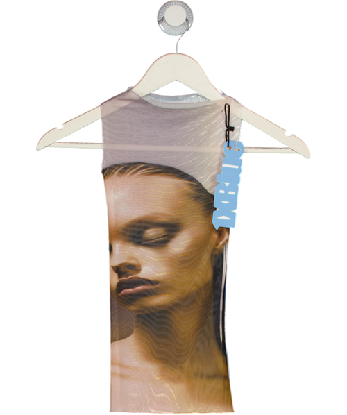 1XBLUE White Graphic Print Mesh Ai Vest Top UK S