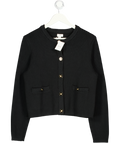 J. CREW Black Cotton Lady Jacket Cardigan Sweater UK M