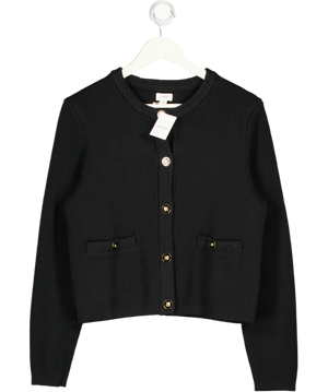 J. CREW Black Cotton Lady Jacket Cardigan Sweater UK M